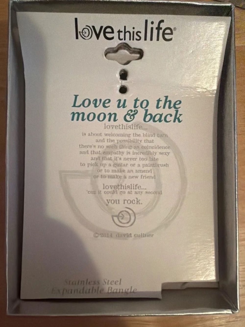 Love This Life Silver 'Love U to the Moon & Back' Expandable Bangle - Picture 3 of 4
